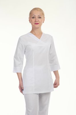 Медичний костюм жіночий короткий рукав "Health Life" батист білий 2220 3020136 фото