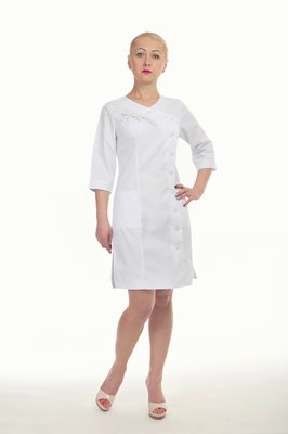 Медицинский халат женский "Health Life" коттон белый с вышивкой 3129 3129 фото