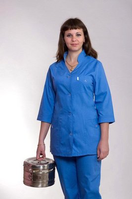 Медичний костюм жіночий "Health Life" батист синій 2215 3020056 фото