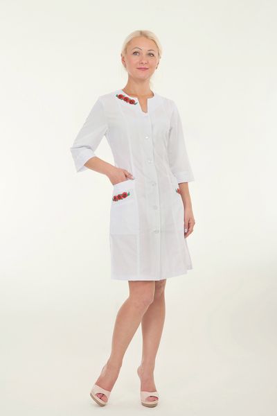 Медичний халат жіночий "Health Life" батист білий з вишивкою 2173 2173 фото