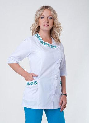 Медичний костюм жіночий "Health Life" з вишивкою котон 3226 3020126 фото
