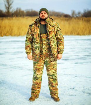 Зимний тактический мужской костюм "Arktika" Rip-Stop мультикам с полукомбинезоном KS-0094 фото