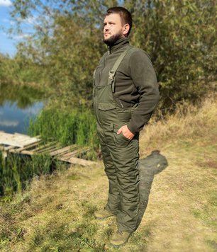 Напівкомбінезон чоловічий для зимового полювання та риболовлі "Skif" ріп-стоп олива NK-0033 фото
