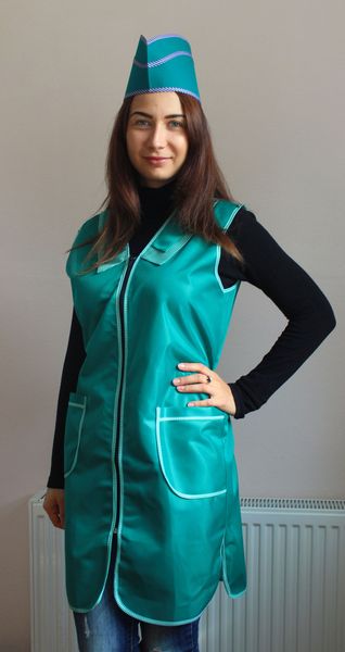 Халат, уніформа для продавця, перукаря, покоївки L-02 нейлон колір зелений 6000031 фото