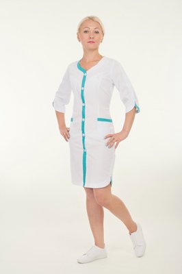 Медичний халат жіночий "Health Life" батист білий 2160 2160 фото