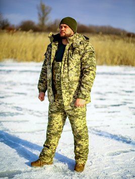 Зимний тактический мужской костюм "Arktika" Rip-Stop пиксель с полукомбинезоном KS-0090 фото